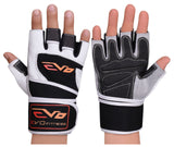 EVO Leather Cycling Gloves Weightlifting Gym Neoprene Support Wrist Wraps Straps - EVO Fitness