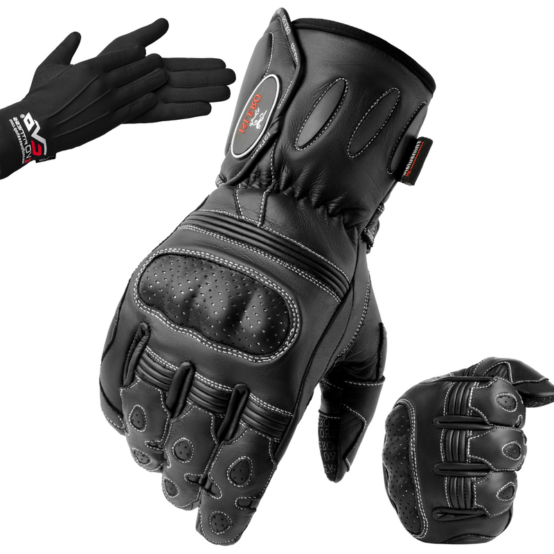 ISLERO Leather Thermal Winter Motorbike Gloves