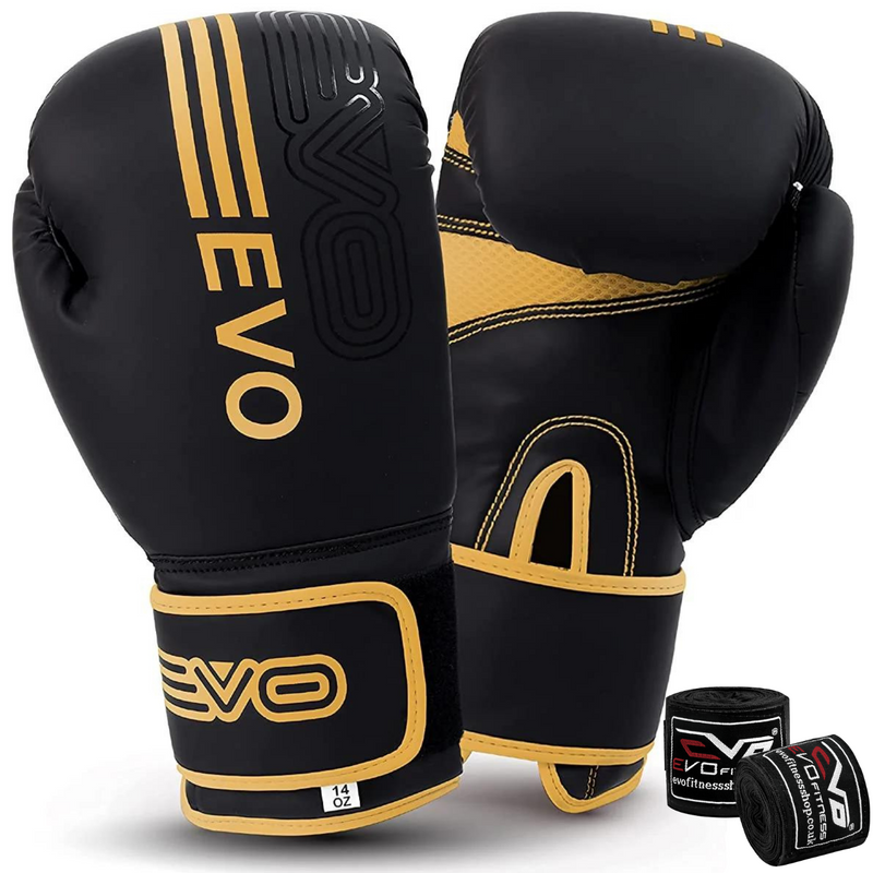 EVO FITNESS PREDATOR SERIES GOLDEN BOXING GLOVES