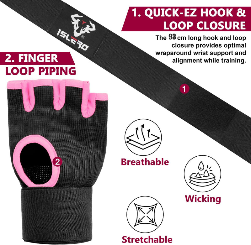 Islero New Gel Gloves Pink boxing 93cm Quick Long wrist straps