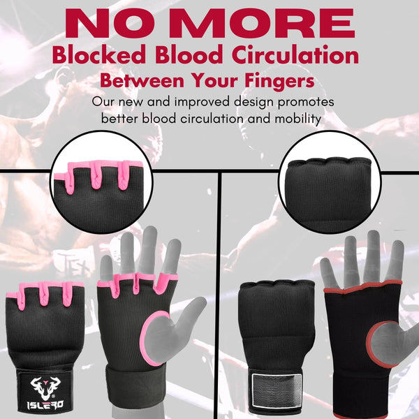 Islero New Gel Gloves Pink boxing 93cm Quick Long wrist straps