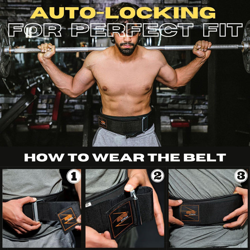 EVO Fitness Weight Lifting Belt AUTO LOCK 6.5”