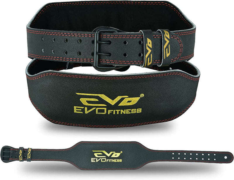 EVO 4" 6" PURE LEATHER GYM BELTS WEIGHTLIFTING BACK SUPPORT STRAP BODYBUILDING W - EVO Fitness
