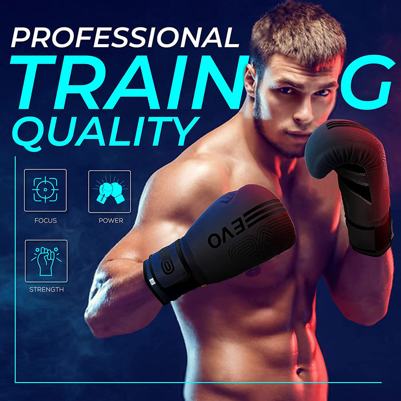 EVO Fitness Predator Series Matte Black Boxing Gloves - EVO Fitness