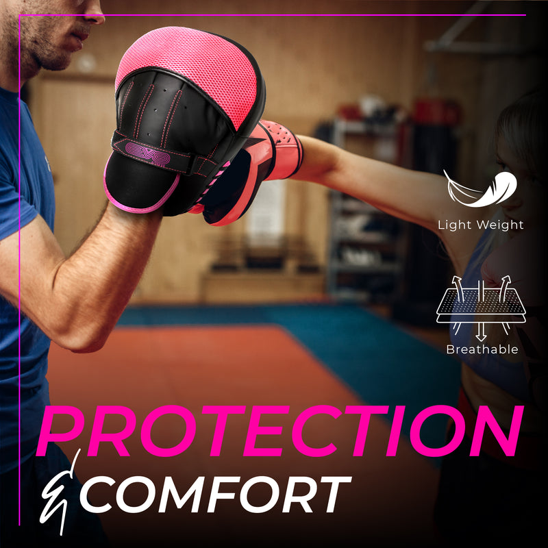 EVO Fitness Pink Boxing Gloves and Focus Pads Deal - EVO Fitness