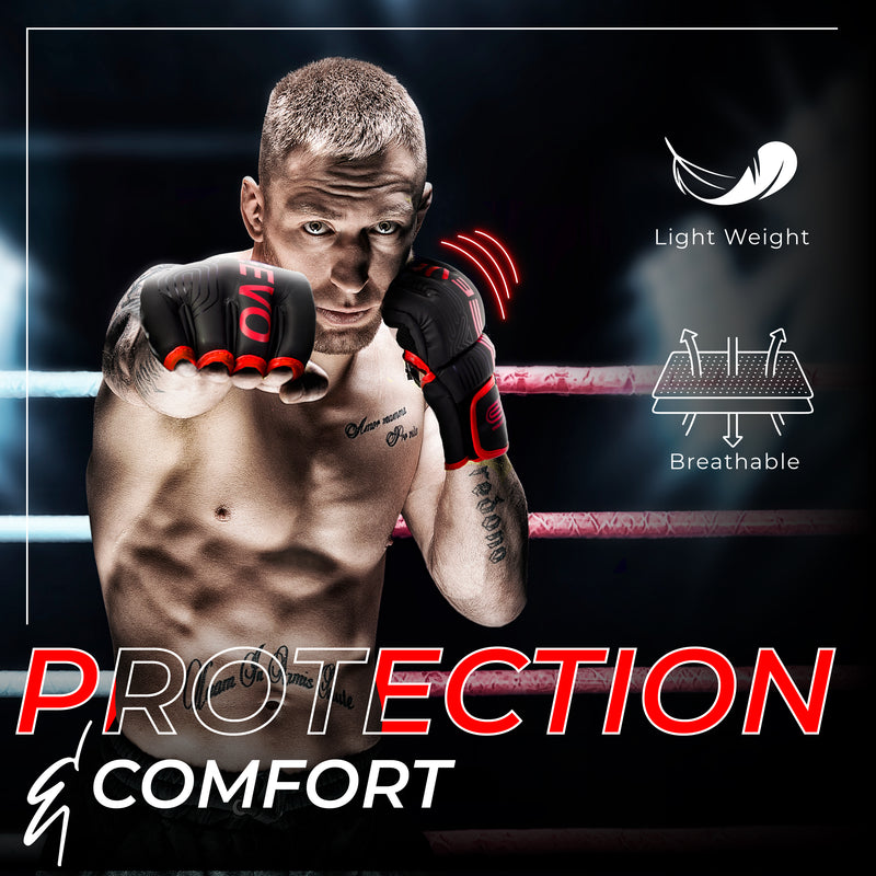 EVO Fitness Matte RED-Black MMA Gloves - EVO Fitness