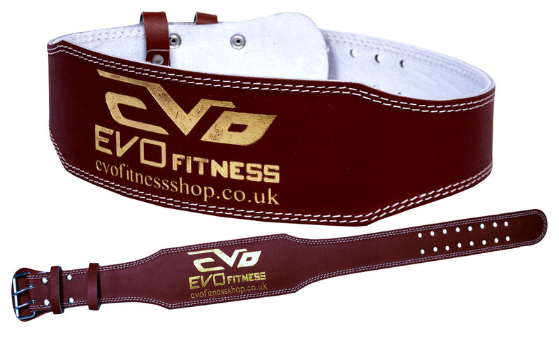 EVO 4" Pure Leather Gym Belts Weightlifting Back Support Strap Bodybuilding - EVO Fitness
