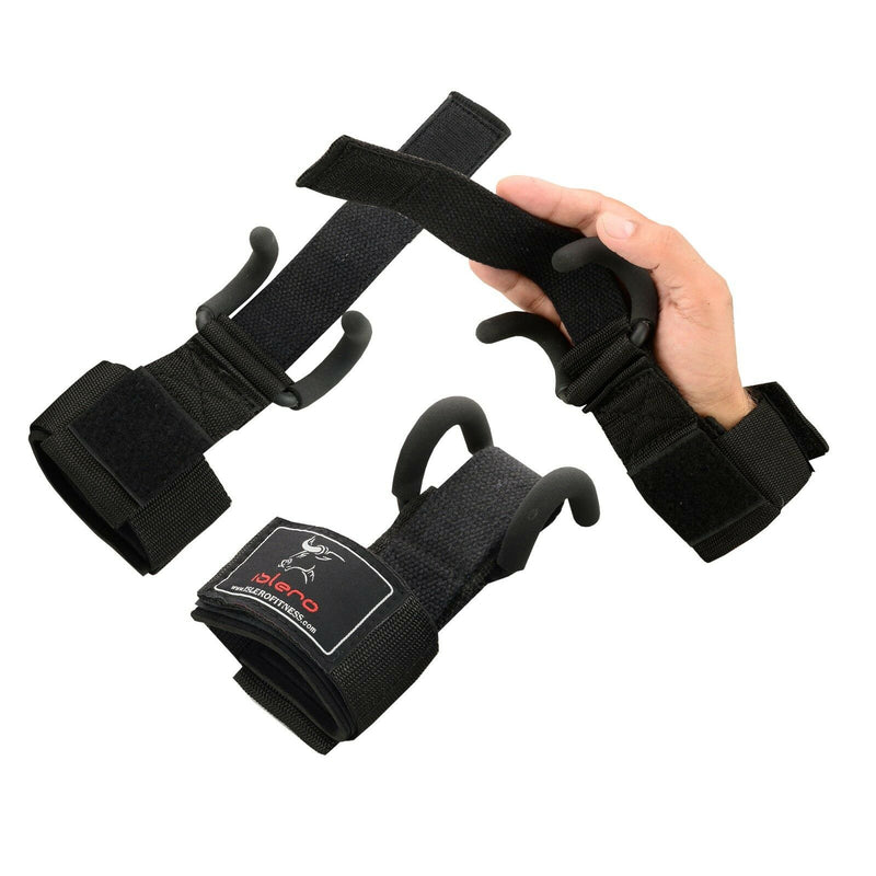 ISLERO Weightlifting Hook Gym Straps Neoprene Gel wrist Support Wraps Grips Pair - EVO Fitness