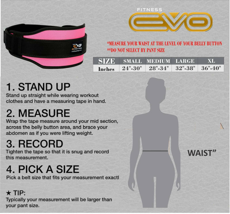 EVO Fitness Weight Lifting Belt Gym Training Neoprene Workout Double Support W - EVO Fitness