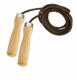 EVO Fitness Leather Skipping Jump Rope Indoor Gym Workout Wooden Handles Adult - EVO Fitness