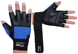EVO Fitness Blue Weight lifting Gym Gloves Wrist Support Straps Bodybuilding Cycling - EVO Fitness