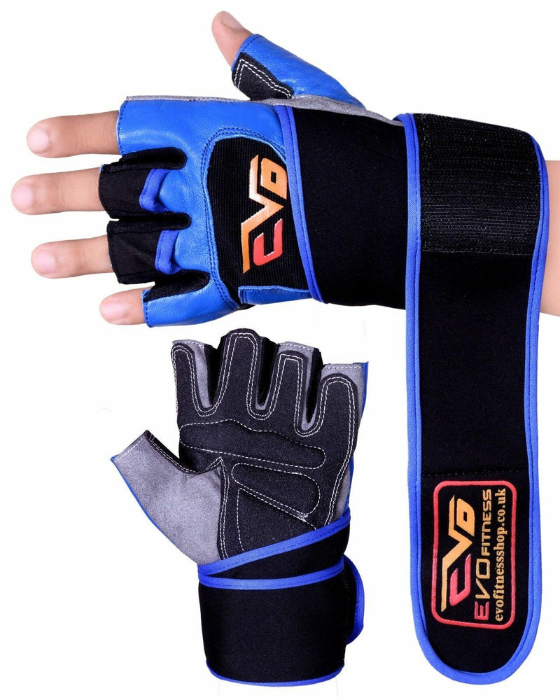 EVO Fitness Pure Leather Cycling Gloves Weightlifting Gym Glove Exercise Bodybui - EVO Fitness
