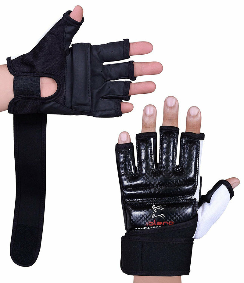 ISLERO Leather body combat GEL Gloves MMA Boxing Punch Bag Martial Arts Karate - EVO Fitness