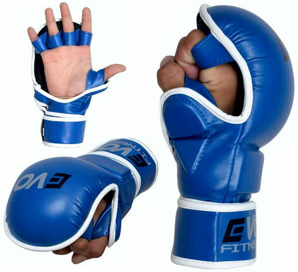 EVO Leather MMA Gloves Boxing Combat Training Grappling Quick Wrap Cage Fighting - EVO Fitness