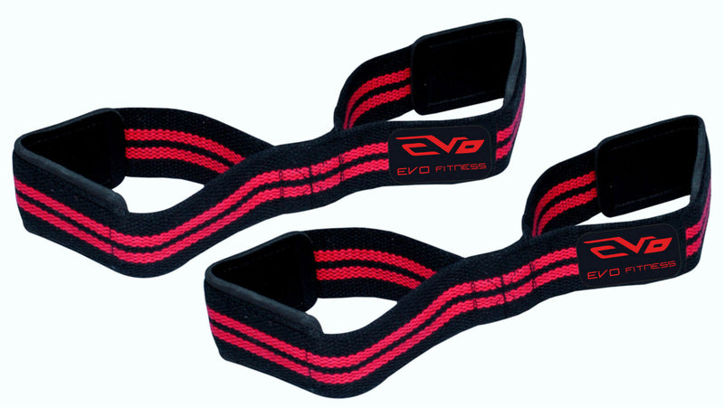 EVO Figure 8 Weight Lifting Padded Straps Gym Bar Grips GEL Wrist Support cuff - EVO Fitness